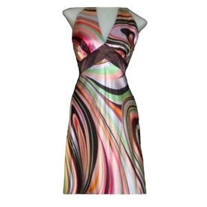 Sexy, beautiful silk multi-color halter dress